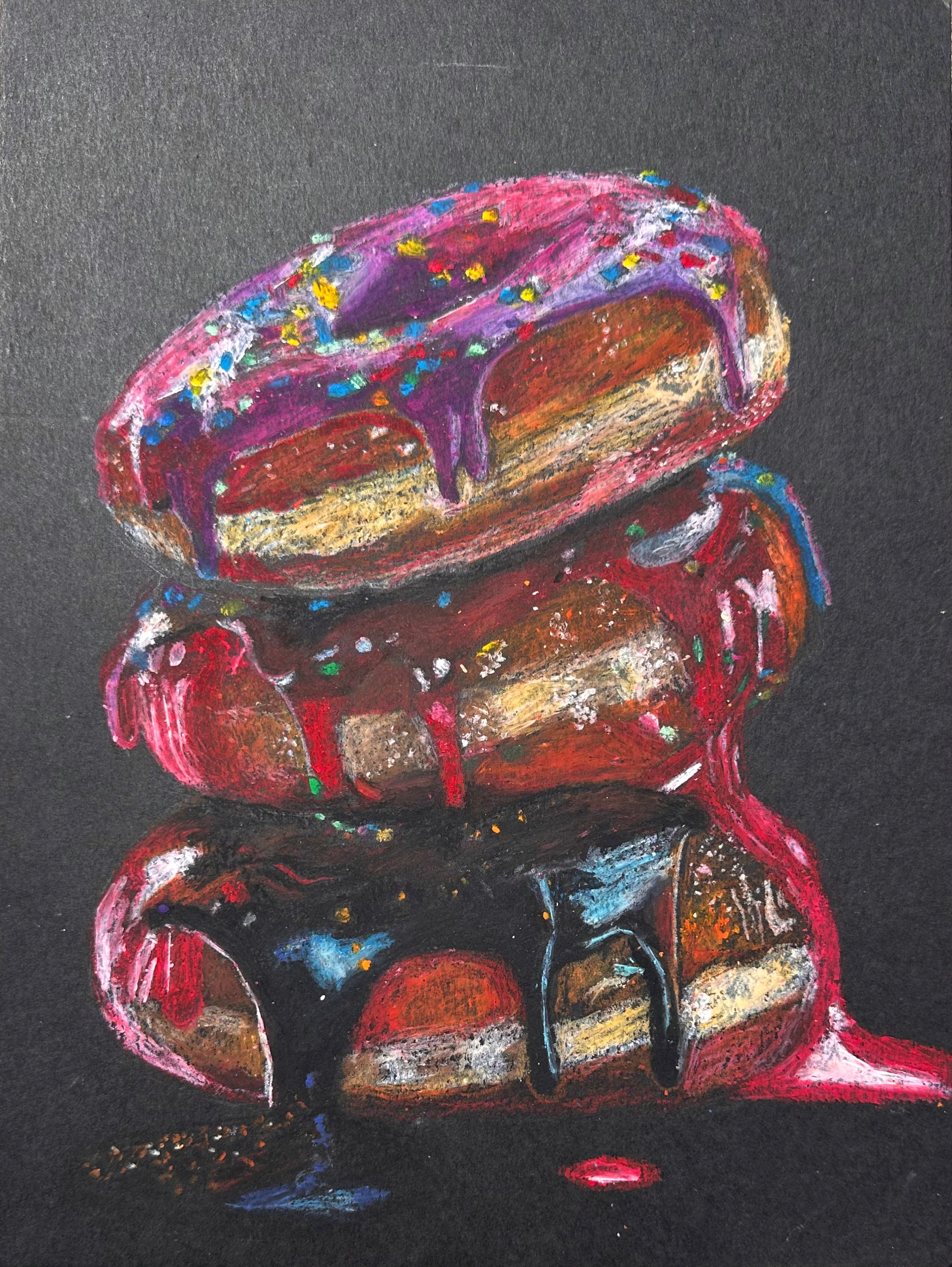 “Cosmic Crumbs” Original Oil Pastel